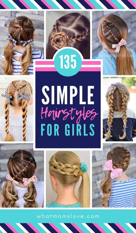 Buns For School, Half Up Buns, Simple Hairstyles For Girls, Easy Girls Hairstyles, Fun Braids, Girls Hairdos, Toddler Hair Styles, Hair Styles For Girls, Easy Little Girl Hairstyles