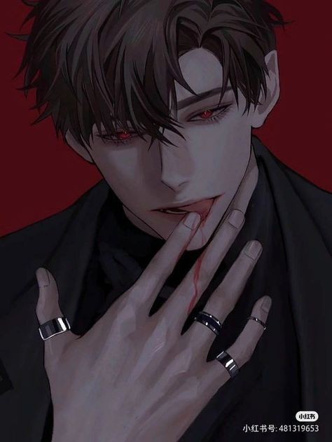 19 Days Anime, Male Yandere, 19 Days Characters, 얼굴 드로잉, Yandere Boy, Anime Boy Sketch, Vampire Boy, Vampire Art, Dark Anime Guys