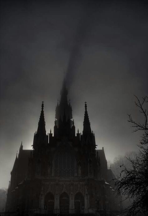 Gothic Castle, In The Dark, Castle, Trees, Building