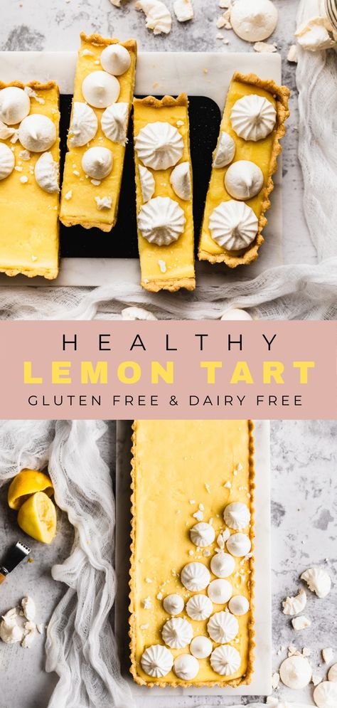 Lemon Curd Dairy Free, Gluten Free Lemon Tart, Gluten And Dairy Free Lemon Desserts, Healthy Lemon Curd Recipe, Dairy Free Tart Recipe, Healthy Lemon Tart, Gluten Free Dairy Free Tart, Gluten Free Lemon Recipes, Paleo Lemon Dessert