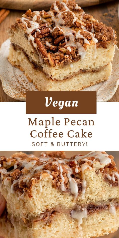 Recipes With Vegan Butter, Recipes By Ingredients, Vegan Coffee Cake, Pecan Coffee Cake, Maple Cake, Vegan Pecan, Vegan Baking Recipes, Vegetarian Desserts, Vegan Cake Recipes