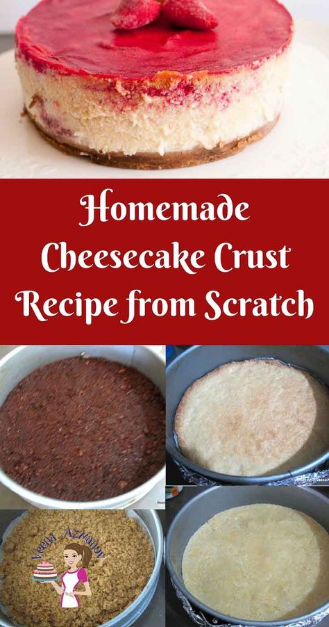 Different Cheesecake Crusts, Crusts For Cheesecakes, Best Cheesecake Crust Recipe, Easy Baked Cheesecake Recipes Simple, Best Cheesecake Crust, Cheesecake Base Crusts, Cheese Cakes Recipes Easy Homemade, Cheesecake With Cake Base, Cheesecake Crust Alternative