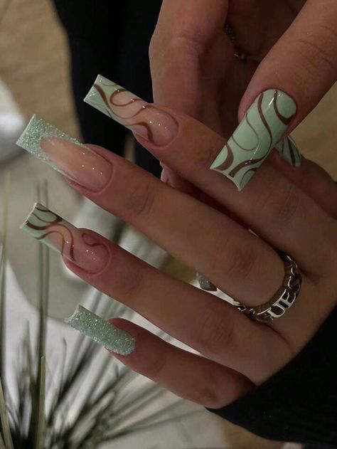 Women's & Men's Clothing, Shop Online Fashion | SHEIN Nails And Rings, Long Acrylic Nail Designs, Easy Nails, Cute Acrylic Nail Designs, Her Nails, Long Acrylic Nails Coffin, Unique Acrylic Nails, Long Square Acrylic Nails, Nail Swag