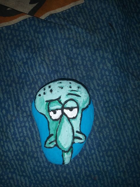 Squidward Rock Painting, Painted Rock, Rock Painting, Painted Rocks, My Saves