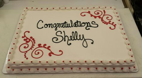 Congratulations Cake Congratulations Sheet Cake, Congratulations Cake Ideas, Half Sheet Cake Recipe, Congratulations Cake, Half Sheet Cake, Sheet Cake Designs, Buttercream Cupcakes, Sheet Cake Recipes, Sheet Cake