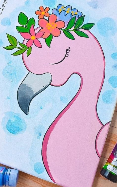 Cute Drawing Of Animal, Flamingo Easy Drawing, Drawing With Markers Easy, Easy Drawings Markers, Flamingo Drawing Simple, Flamingo Drawing, Paper Art Design, Flamingo Painting, Easy Love Drawings