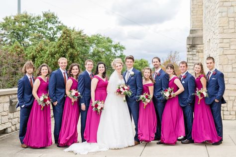 Magenta, Blush, & Copper Wedding | Golf Club at Yankee Trace – Michelle Joy Photography Fuschia And Navy Wedding, Tux Colors, Michelle Joy, Wedding Golf, Bright Wedding Colors, Blonde Updo, Copper Wedding, Joy Photography, Couple Dress