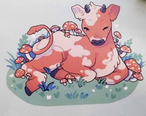 Mushroom Cow, Tumblr Blog, Cow, Tumblr, Art