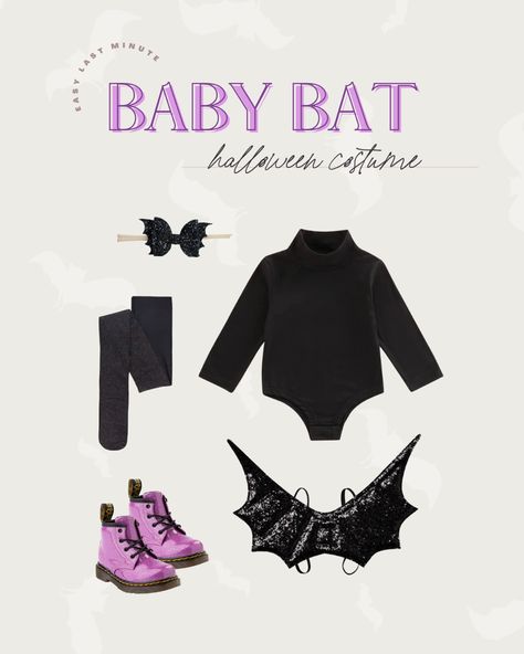 Easy Toddler Costumes, Toddler Bat Costume, Halloween Costume Last Minute, Affordable Halloween Costumes, Costume Last Minute, Bat Halloween Costume, Halloween Costume Toddler Girl, Pregnant Halloween Costumes, Toddler Girl Halloween