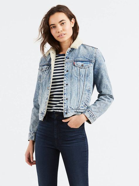 Original Sherpa Trucker Jacket Levis Trucker Jacket Women Outfit, Levi Sherpa Jacket, Jacket Women Outfit, Levis Trucker Jacket, Trucker Jacket Women, Sherpa Trucker Jacket, Levis Outfit, Jacket Outfit Women, Women Trucker