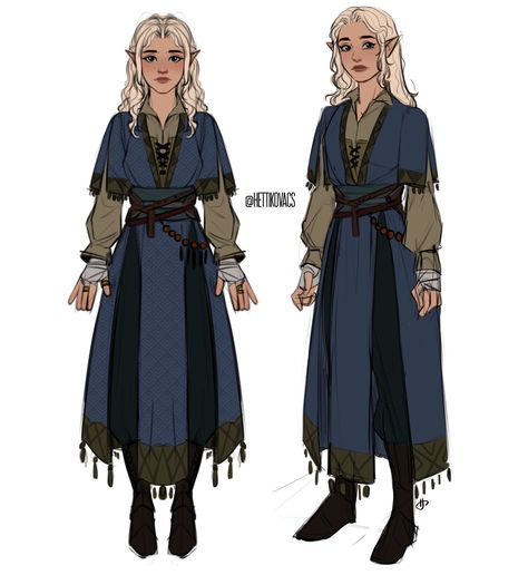 Fantasy Fashion Design Art, Dnd Outfits Inspiration Druid, Half Elf Character Design, Druid Outfit Design, Fantasy Elf Outfit, Rogue Dnd Outfit, D&d Outfits, Druid Clothes, Elf Outfit Ideas