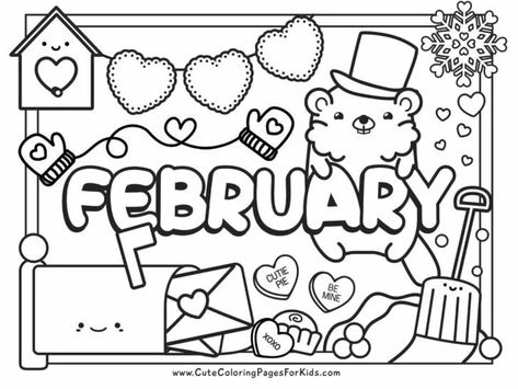 February Coloring Pages - Cute Coloring Pages For Kids February Coloring Pages, Cute Sheets, Coloring Pages Birthday, Cute Coloring Pages For Kids, Turkey Coloring, February Colors, Free Printable Coloring Sheets, Turkey Coloring Pages, Happy February