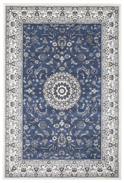 Palazzo Manal Blue White Rug A classic selection of traditional Persian designs makes up this elegant collection, featuring blue and creamy tones. Perfect for high traffic areas, these rugs are easy to maintain and wont shed. Blue White Rug, Classy Rugs, Blue Persian Rug, Blue And White Rug, Rugs Australia, Carpet Texture, Texture Seamless, Blue Carpet, Rug Texture