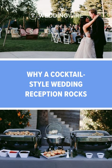 Cocktail Reception Food Ideas, Wedding Table Ideas Receptions Simple, Casual Elegant Wedding Reception, Unique Wedding Buffet Ideas, Buffet At Wedding Receptions, Mix And Mingle Wedding Reception, Station Style Wedding Reception, Cocktail Wedding Reception Food, Cocktail Wedding Reception Timeline