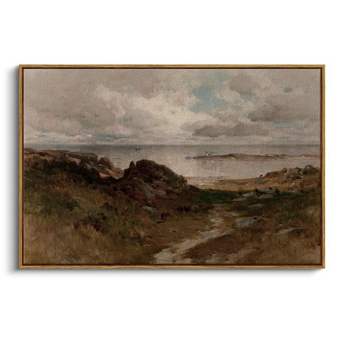 Coastal Painting, Scenery Paintings, Retro Wall Decor, Landscape Canvas Art, Rustic Art, Vintage Landscape, Canvas Art Wall Decor, Coastal Wall Art, Framed Canvas Wall Art