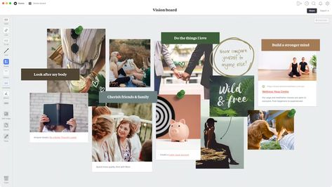 Vision Board Template & Example - Milanote Milanote Aesthetic, Milanote Templates, Milanote Ideas, Vision Board Maker, Free Vision Board Template, Beautiful Vision Boards, Online Vision Board, Free Vision Board, Work Vision Board