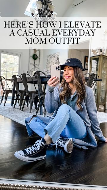 Tammy Leopaldi on Instagram: "Comment LINKS109 and I’ll dm you links & sizing to shop these pieces. (Must be following to get the dm) Jeans, henley and classic Converse - my kinda mom outfit but love to elevate it with a coatigan for a sporty but polished look. Everything here crazy affordable today. Ways to shop: 1. Comment LINKS109 and check your dm (please be following for this to work) 2. Link in bio (Shop LTK) . . . #easystyle #over40style #fashionadvice #momfashion #momoutfit #casualoutfitideas #everydayoutfit #winteroutfits #winteroutfitideas #elevatedcasual #styletipsforwomen #styletip Mom style, mom outfit, casual outfit ideas, easy outfit ideas, easy outfits, casual style, over 40 style, winter outfit, mom fashion, coatigan, coatigans" Casual Outfits For Moms, Casual Sporty, Comfy Casual, Mom Outfits, Polished Look, Mom Style, Fashion Advice, Simple Style, Simple Outfits