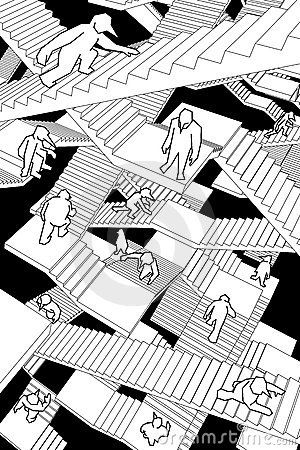 Lost and confused people running upwards and downwards a labyrinth of stairs Stairs Art, How To Draw Stairs, Escher Art, Stair Art, Mc Escher, Art Video, A Level Art, Art And Illustration, Decorating Blogs