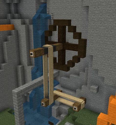 Minecraft Water Wheel Design, Waterwheel Minecraft, Water Wheel Minecraft, Minecraft Waterwheel, Minecraft Water Wheel, Windmill Minecraft, Minecraft Steampunk, Minecraft Decoration, Minecraft Structures