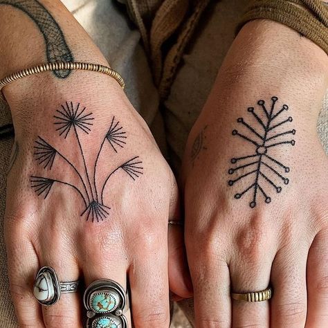 Corrie Foreman, Talisman Tattoo, Primitive Tattoo, Ethnic Tattoo, Traditional Hand Tattoo, Mandala Hand Tattoos, Small Girly Tattoos, Handpoke Tattoo, Hand Poked Tattoo