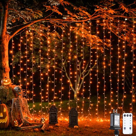 Spooky Event Decor, Halloween Light Display, Halloween Party Ambiance, Halloween Curtain Lights, Halloween Decoration Outdoor Ideas, Halloween Inside Decor Ideas, Halloween Party Backyard Decorations, Disco Halloween Party Decor, Halloween Decorations Outdoor Lights