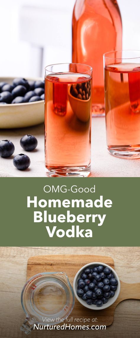 Homemade Blueberry Vodka (this is to die for!) - Nurtured Homes Blueberry Wine Recipe, Blueberry Cocktails, How To Store Blueberries, Blueberry Cocktail, Homemade Wine Recipes, Blueberry Wine, Vinegar And Oil, Cucumber Vodka, Blueberry Vodka