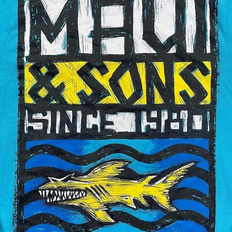 Maui & Sons Men's Small Shaka Surf Graphic Blue Short Sleeve Shirt Surf Graphic, Blue Short Sleeve Shirt, Maui And Sons, Skate Art, Blue Shorts, Retro Design, Maui, Short Sleeve Shirt, Sleeve Shirt