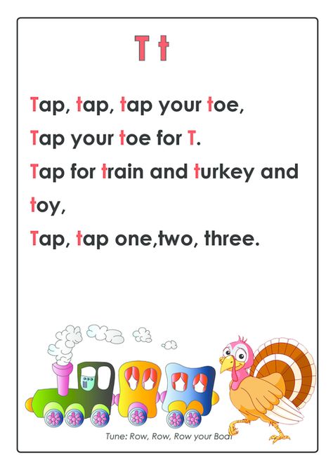 If you think back to childhood you can probably still recall some of the rhymes you learned, Little Miss Muffet, The Itsy Letter T Song, Phonics Rhymes, Letter T Activities, Letter Song, Kindergarten Songs, Classroom Songs, Phonics Song, Alphabet Phonics, School Songs