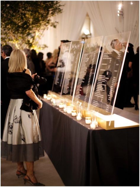 Elegant table seating chart lit up with candles Custom Table Numbers, Table Seating Chart, Fiesta Tropical, Boda Mexicana, Martha Stewart Weddings, Seating Plan, Seating Chart Wedding, Seattle Wedding, Table Plans