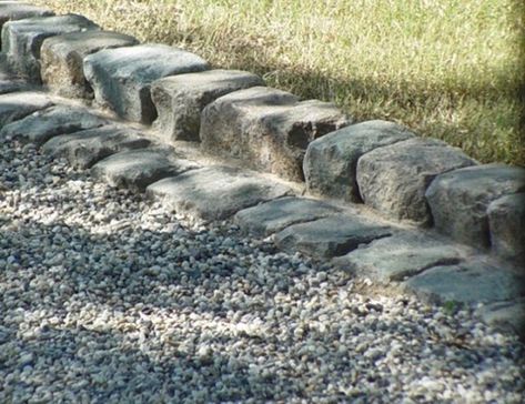 Hardscaping 101: Granite Garden Edging Stones, Driveway Edging, Edging Stones, Landscape Curbing, Stone Driveway, Gravel Patio, Landscape Rock, Driveway Design, Driveway Landscaping