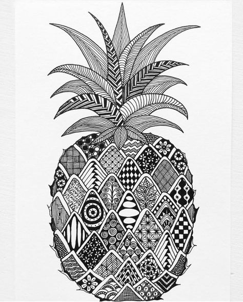 Pineapple Mandala, Colored Pencil Artwork Ideas, Pattern Sketch, Easy Mandala Drawing, Boho Art Drawings, Afrique Art, Colored Pencil Artwork, Mandala Art Therapy, Pen Art Drawings