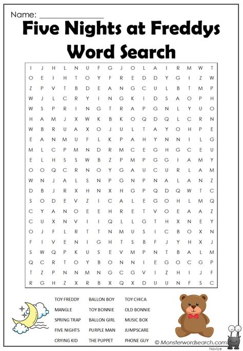 cool Five Nights at Freddys Word Search Mr Mime, Fnaf Crafts, Fnaf Coloring Pages, Disney Canvas Art, Hello Kitty Crafts, Animatronic Fnaf, Fnaf Movie, Fnaf Funny, Anime Fnaf