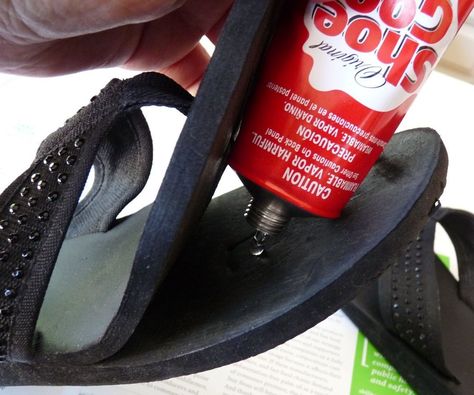 Sometimes it hardly feels worth it to fix an old pair of shoes, especially flip-flops, which are pretty cheap. But what if you really like that pair o... Fix Flip Flops, Flip Flop Craft, Wedge Flip Flops, Free Tutorial, Thong Sandals, Flip Flop, Worth It, What If, Fix It