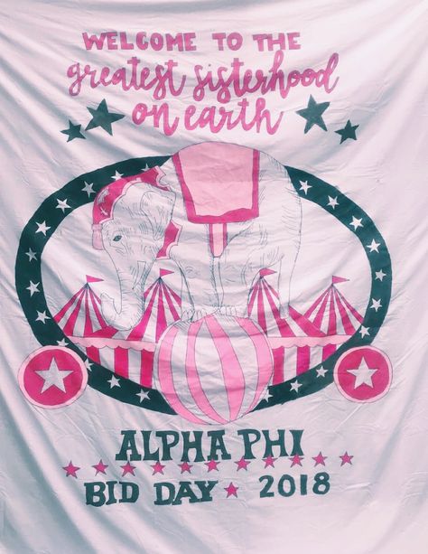 Carnival themed sorority bid day banner Carnival Banner Design, Carnival Theme Bid Day, Sorority Carnival, Sorority Carnival Theme, Sorority Event Themes, Circus Bid Day Theme, Carnival Bid Day Theme, Rush Themes Sorority, Sorority Bid Day Themes Unique