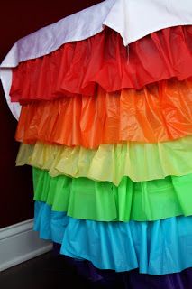 Diy Party Table Decorations, Ruffled Tablecloth, Rainbow Dance, Birthday Party Table Decorations, Diy Ruffle, Super Party, Birthday Party Crafts, Table Skirt, Birthday Party Tables