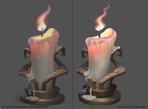 ArtStation - Stylized Fantasy Candle , Alonzo Gonzalez Candle Game, Props Concept, Buku Harry Potter, 2d Game Art, Props Art, Casual Art, Fantasy Props, Game Props, Candle Art