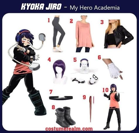 Jiro Cosplay, My Hero Academia Kyoka Jiro, Mina Ashido Cosplay, Anime Cosplay Outfits, Jiro Mha, Easy Cosplay Ideas, Kyoka Jiro, My Hero Academia Costume, Drawing Characters