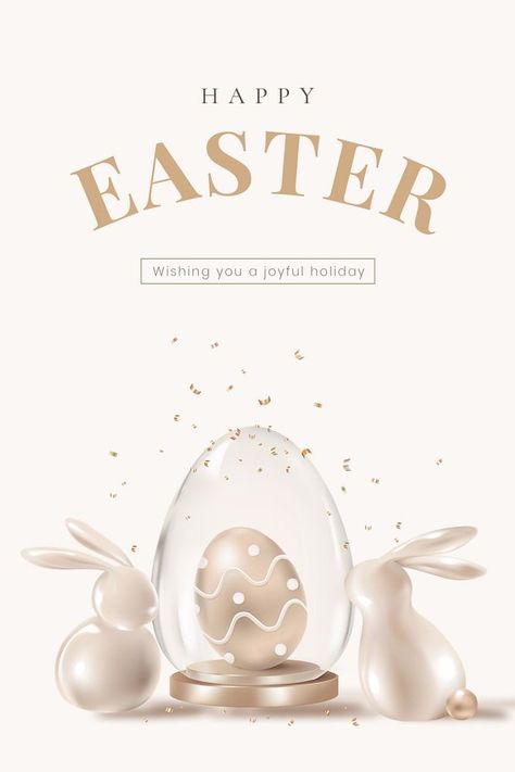 Luxury Template, Pinterest Pin Design, Easter Bunny Template, 3d Bunny, Bunny Templates, Easter Poster, Happy Easter Wishes, Easter Banner, Happy Easter Card