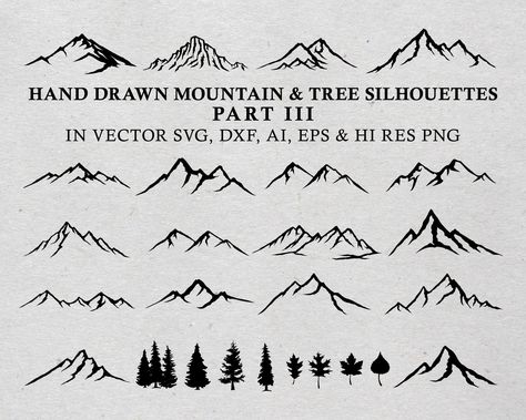 Drawn Mountains, Moutain Tattoos, Berg Tattoo, Mountain Clipart, Photoshop Graphics, Mountain Svg, Tattoos Mandala, Mountain Silhouette, Mountain Drawing