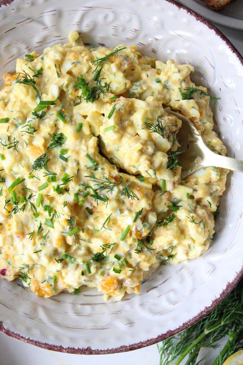 Cottage Cheese Egg Salad (High Protein) - The Balanced Nutritionist Egg Salad Keto, Cottage Cheese Egg Salad, Salad High Protein, Cottage Cheese Pasta, Keto Egg Salad, Best Egg Salad Recipe, Queso Cottage, Salad Keto, Cottage Cheese Eggs