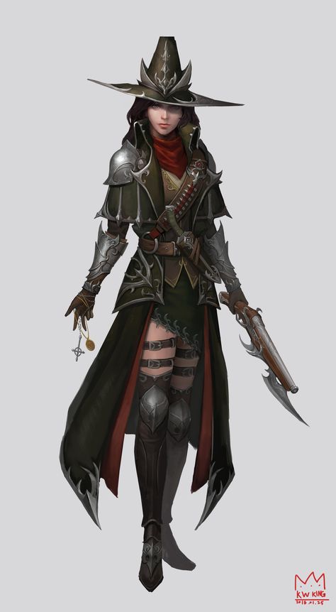 ArtStation - Witch hunter, Koowa _ King Call Of Cthulhu Game, Warrior Female, Archer Characters, Witch Hunter, Female Hunter, Fantasy Witch, Call Of Cthulhu, Warhammer Fantasy, Dnd Characters