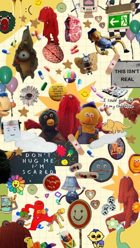 #dhmis #redguy #yellowguy #duckguy #kidcore #creepy Kidcore Wallpaper, Hug Me Please, Don't Hug Me I'm Scared Fanart, Red Guy, Lino Art, Dont Hug Me, I M Scared, Fun Crafts To Do, Art Tools Drawing