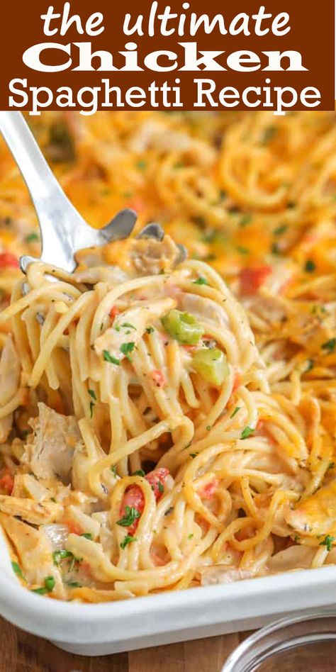 Best Chicken Spaghetti, Best Chicken Spaghetti Recipe, Italian Chicken Pasta Recipes, Chicken Spaghetti Recipe, Chicken Spaghetti Casserole, Creamy Italian Chicken, Chicken Food Recipes, Pasta Food Recipes, Chicken Spaghetti Recipes