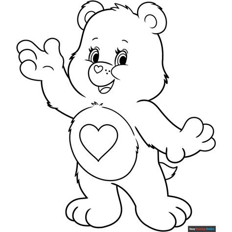 Free Care Bear Coloring Page for Kids Drawing Care Bears, Care Bear Stencil, Care Bears Outline, Care Bear Outline, Care Bear Drawings Easy, Care Bears Drawing, Care Bear Drawings, Care Bear Coloring Pages, Gameday Pin