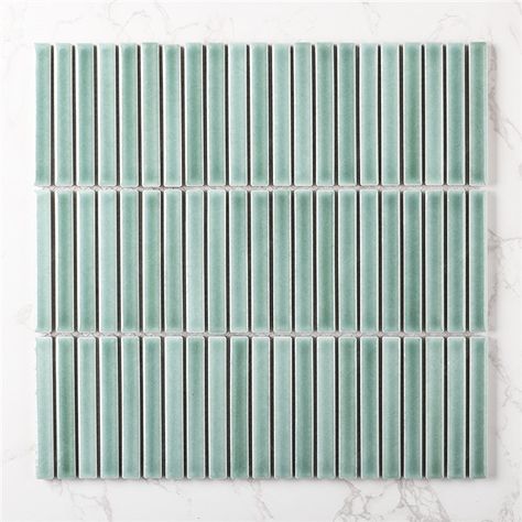 Wholesale China Factory 12x92mm Stackbond Ceramic Glossy Sage Green Kitkat Finger Mosaic Tiles | MM-Mosaic Mosaic Tile, Mosaic Tiles, Sage Green, Light Green, Philippines, Hot Sale, Mosaic, Tile, Thailand