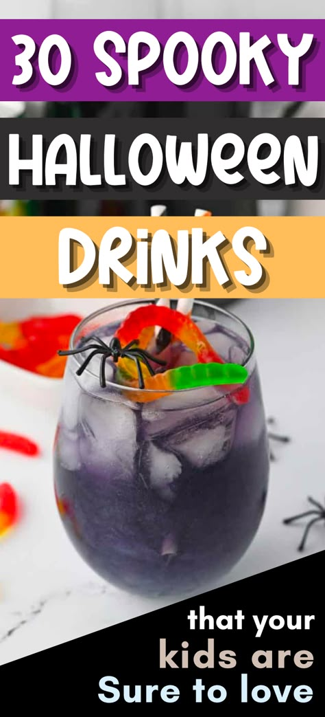 Looking for some fun, spooky, and delicious Halloween drinks for kids? Look no further! Today we are sharing a list of 30 Halloween drink ideas that your kids are sure to love. From green punch to Halloween hot chocolate, these beverages are sure to be a hit at your next Halloween party! Spooky Juice For Kids, Kid Halloween Drink Ideas, Healthy Halloween Drinks, Halloween Drink Dispenser, Halloween Party Punch For Kids, Spooky Punch For Kids, Halloween Themed Drinks For Kids, Halloween Drinks Nonalcoholic Kids, Halloween Non Alcoholic Punch