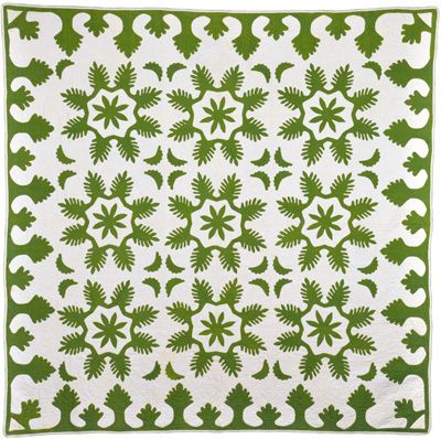 From the Michigan State Univ. Collection, c. 1900, maker unknown, seen on Mary Elizabeth Kinch's blog Antique Quilts Patterns, Green Quilts, Preschool Crafts Fall, Vintage Quilts Antiques, Two Color Quilts, The Quilt Show, Hawaiian Quilts, Green Quilt, Tree Quilt