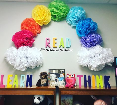 I'm in love with our Reading Rainbow 🌈 I remember watching Reading Rainbow while I was in school 😛 anyone else remember watching? Rainbow Theme Classroom, Diy Classroom Decorations, Preschool Rooms, Kindergarten Classroom Decor, Prek Classroom, Preschool Classroom Decor, Toddler Classroom, Elementary Classroom Decor, Rainbow Room