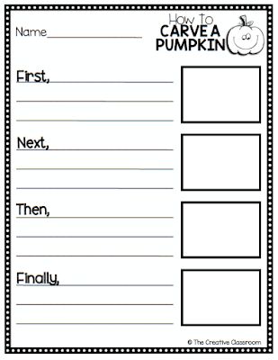 Pumpkin Writing, Activities For 1st Graders, Fall Writing Activities, Carve A Pumpkin, Sequence Writing, Creative Writing Activities, Fall Writing, October Activities, 3rd Grade Writing