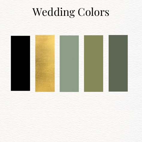 Black green gold colors. Square wedding color swatches Olive Green Black Gold Wedding, Forest Green Gold Wedding Theme, Sage Green Gold Black Wedding, Deep Olive Green Wedding Theme, Olive Champagne Black Wedding, Sage Gold Black Wedding, Green Gold White Black Wedding, Green Gold Wedding Palette, Avocado Green Wedding Theme